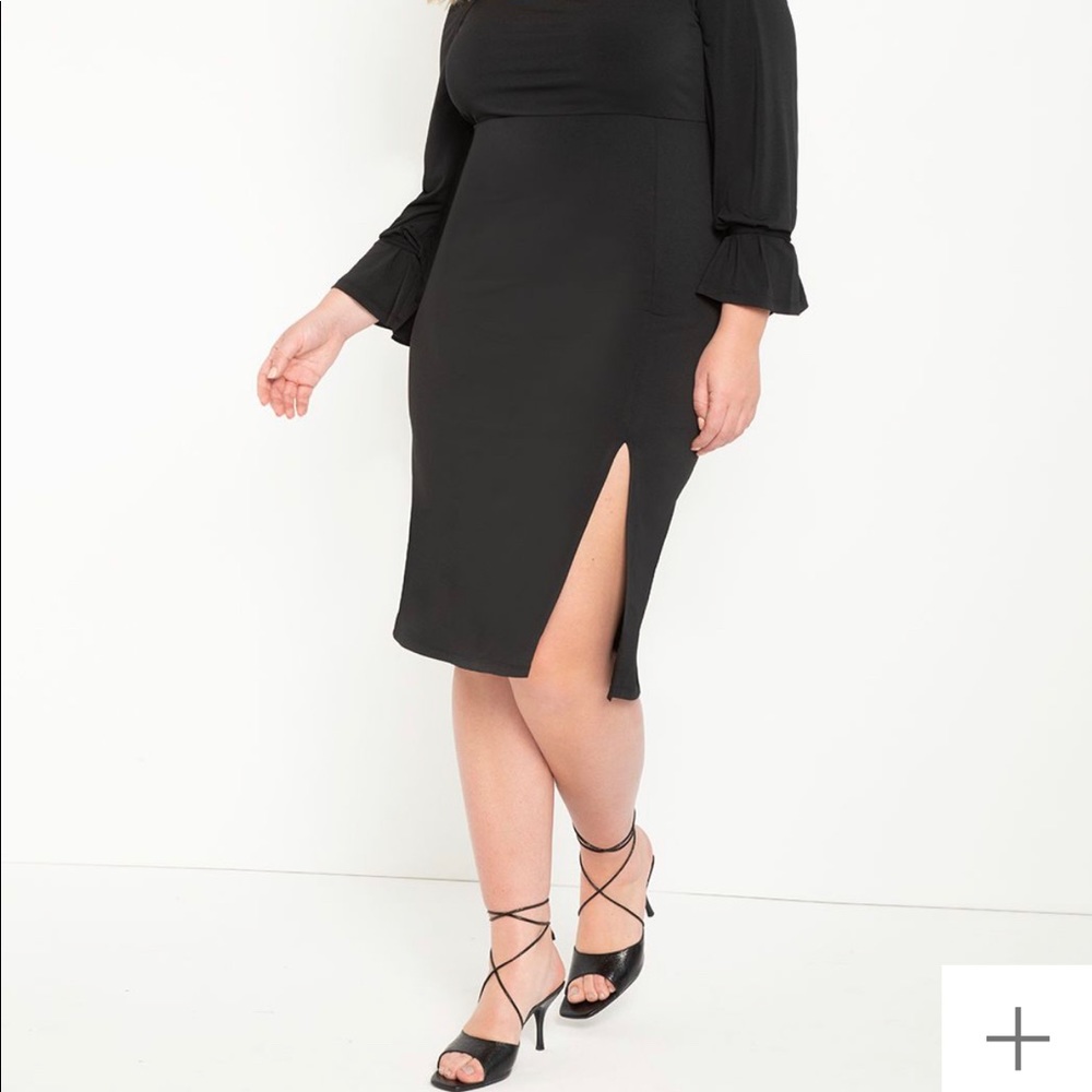 Heavy crepe fabric  black square neck with tie sleeve